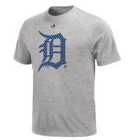 MLB Mens Detroit Tigers Bases Loaded Steel Heather Short Sleeve Basic Tee By Majestic