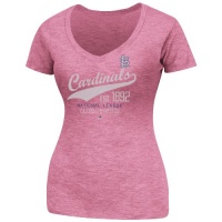 MLB Womens St. Louis Cardinals Winners Appeal Cardinal Melange Short Sleeve Deep V-Neck Tee By Majestic