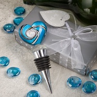 Stunning Murano Heart Wine Bottle Stopper Wedding Favors, 1