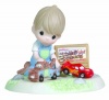 Precious Moments Disney Boy Playing Cars Mater and Lightning McQueen Figurine