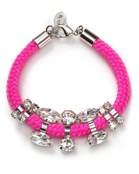 Crystal stones dress up a twisted neon cord on this bracelet from nOir. Equal parts crafty and cool, it instantly adds summer-perfect sparkle to your arm army.