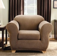 Sure Fit Stretch Stripe 2-Piece Chair Slipcover, Brown