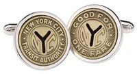 Authentic Vintage Silver Plated MTA Officially Licensed New York City Subway Token Cufflinks NYC cuff links