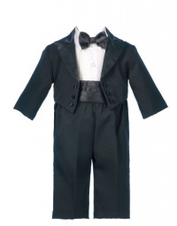 Lauren Madison baby boy Infant Christening Baptism Special occasion Authentic Tuxedo With Tails, Black, 18 Months