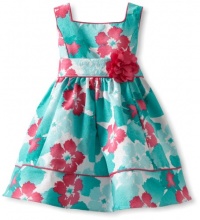 Sweet Heart Rose Girls 2-6X Floral Printed Dress, Teal/Pink, 6