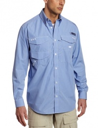 Columbia Men's Italian Bonehead Long Sleeve Shirt (X-Large, Vivid Blue/Mini Gingham)