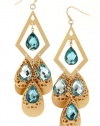 Fashion Jewelry - Gold Tone Tear Drop Chandelier Crystal Earring- By Fashion Destination | Free Shipping (Aqua)