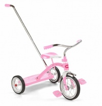 Radio Flyer Girls Classic Pink Tricycle with Push Handle