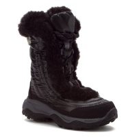 The North Face Nuptse Fur II Boot - Little Girls' Shiny Black/Black, 10.0