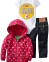 True Religion Baby-Girls Infant Super Cute Three Piece Gift Box Set, Fuchsia, 6-12 Months