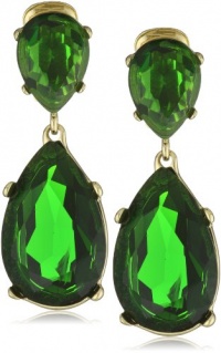 Kenneth Jay Lane Emerald -Color Teardrop Earrings