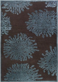 Area Rug 5x7 Rectangle Contemporary Mushroom-Teal Blue Color - Surya Basilica Rug from RugPal