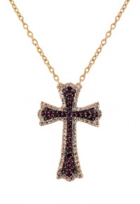 Effy Jewlery 14K Rose Gold Ruby and Diamond Cross Pendant, .61 TCW