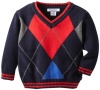 Kitestrings Baby-boys Infant V-Neck Sweater, Navy, 6-9 Months