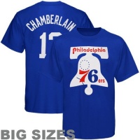 NBA Majestic Philadelphia 76ers #13 Wilt Chamberlain Royal Blue Retired Player Throwback Big Sizes T-shirt