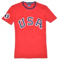 Polo Ralph Lauren Men Custom Fit USA Olympic Team London 2012 Logo T-shirt (S, Red/navy/off white)