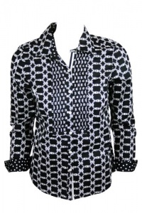 Charter Club Womens Petite Chain Link Print Blouse Top