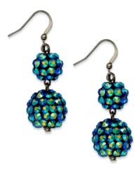 Have yourself a ball, or two. Style&co. makes sure you're the belle of the evening with these teal earrings, crafted from hematite tone mixed metal. Approximate drop: 3/4 inch.