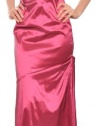 David Meister One Shoulder Ruched Metallic Satin Eve Gown Dress