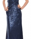 David Meister Glam One Shoulder Fully Sequins Knit Evening Gown Dress