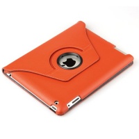 360 Degrees Rotating Stand (Orange/Red) Leather Case for Apple iPad 2 / 3 / 4 Generation