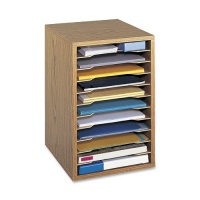 Safco Products Vertical Desk Top Sorter - 11 Compartment, Oak (9419MO)