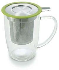 FORLIFE NewLeaf Glass Tea 16-Ounce Mug with Infuser and Lid, Lime