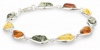 Sterling Silver Multi-Color Amber Teardrop Link Bracelet