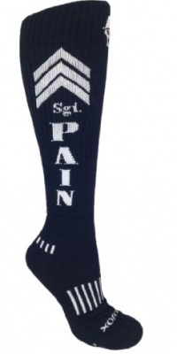 MOXY Socks Sergeant Pain Black with White Knee-High Crossfit Deadlift Socks