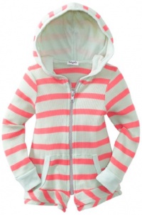 Splendid Littles Girls 2-6x Pop Thermal Ruffle Zip Hood, Julep/Neon pink, 5/6