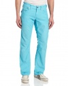 True Religion Men's Ricky Straight Fit Lightweight Color Cord, Turquoise, 34