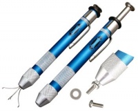 Commando Pocket Pick-Up Tool with Blue Anodized Body and Four Prongs to Pick Up Small Items in Hard to Reach Places