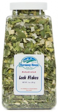 Harmony House Foods, Dried Leeks, Green and White, 3 Ounce Quart Size Jar