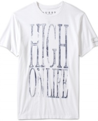 Say how you feel with this cool Guess Jeans v-neck tee.