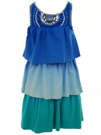 Flowers by Zoe Sequin Sleeveless Tiered Dress Blue 5