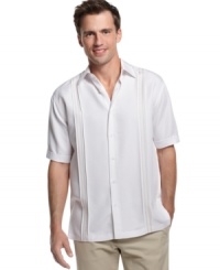 Classic casual style. With this short-sleeved shirt from Cubavera the only thing missing from your laid-back look is a cocktail with a plastic umbrella.