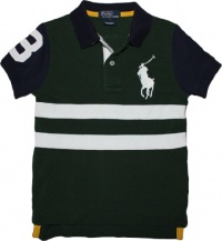 Polo Ralph Lauren Toddler Boy's Big Pony Bar Striped Polo, Green, 7