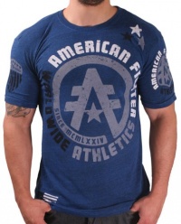 American Fighter By Affliction Western Men's Crewneck T-Shirt Tee Blue