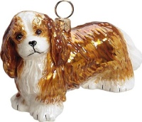 Joy to the World Collectibles European Blown Glass Pet Ornament, Cavalier King Charles Blenheim