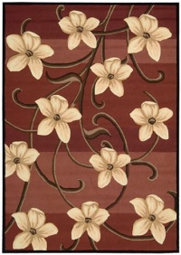 Nourison Paradise Floral Red Botanical 3.6-Feet by 5.6-Feet100-Percent Wool Area Rug