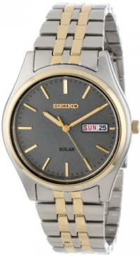 Seiko Men's SNE042 Two-Tone Solar Charcoal Dial Watch