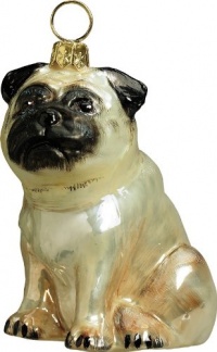 Joy to the World Collectibles European Blown Glass Pet Ornament, Pug Fawn