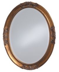 Feel like royalty in the presence of the Queen Ann oval mirror. Elegant flourishes and inner beading dressed in radiant gold leaf grace an antique-inspired frame.