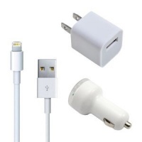 iPhone 5 USB Cable, Car Charger 5V 1A White with AC Wall Charger Adapter for iPhone 5