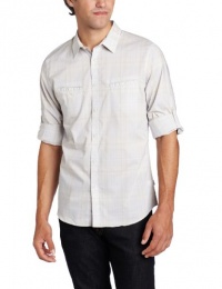 Calvin Klein Sportswear Men's Utilitarian Long Sleeve Rollup Fine Plaid Poplin Woven