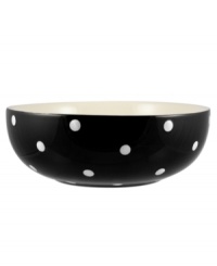 Perk up your kitchen with playful polka dots! Sprinkled with color, this hand-painted bowl is perfect for oatmeal, soup or spaghetti. Pair with other pieces from Spode's Baking Days collection of dinnerware and dishes for an exceptionally fun table setting.