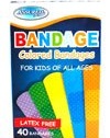 Latex-Free Kids and Adult Bandages/Bandaids- Multiple Colored 40 Count Full Size