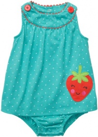 Carter's Girls 3-24 Months Dotted Strawberry Sunsuit (3 Months, Aqua)