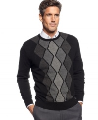 The pop of a pattern on this Geoffrey Beene sweater sets it, and you, apart from the rest.