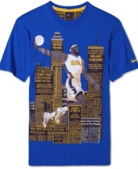 Take on the world and take over the courts in this Lebron graphic t-shirt with Dri-Fit technology from Nike.